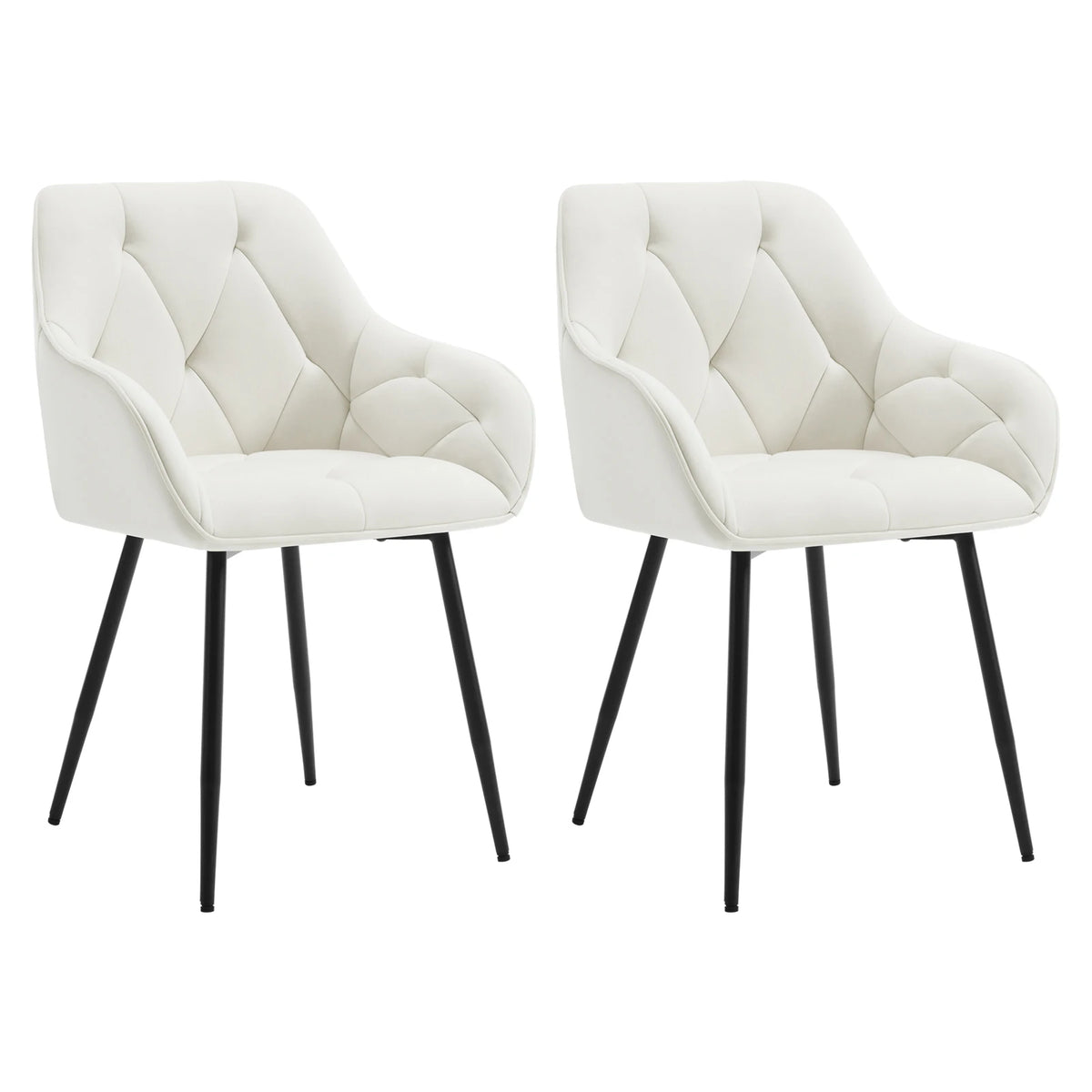 Eetkamerstoelen met armleuningen – Set van 2 – Metalen poten – Zithoogte 50,5 cm