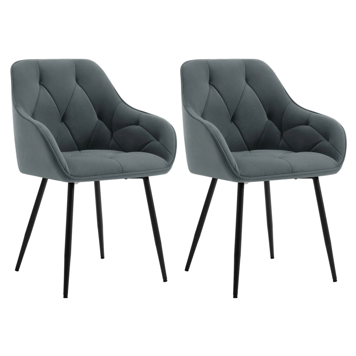Eetkamerstoelen met armleuningen – Set van 2 – Metalen poten – Zithoogte 50,5 cm