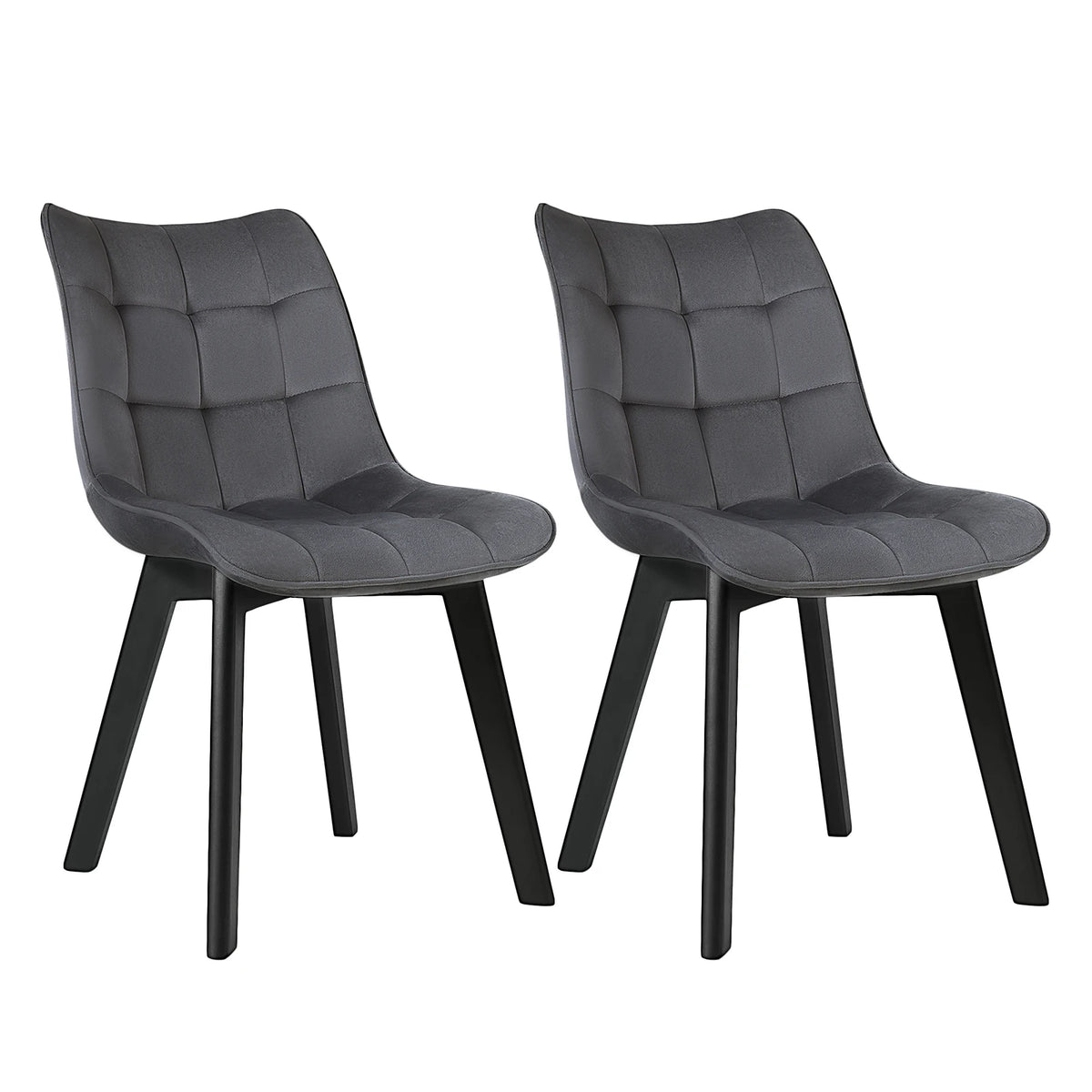 EUGAD 2PCS/SET Soft Velvet Dining Chairs with Backrest and Wooden Legs Upholstered Kitchen Chairs for Restaurant Living Room Bedroom Home
