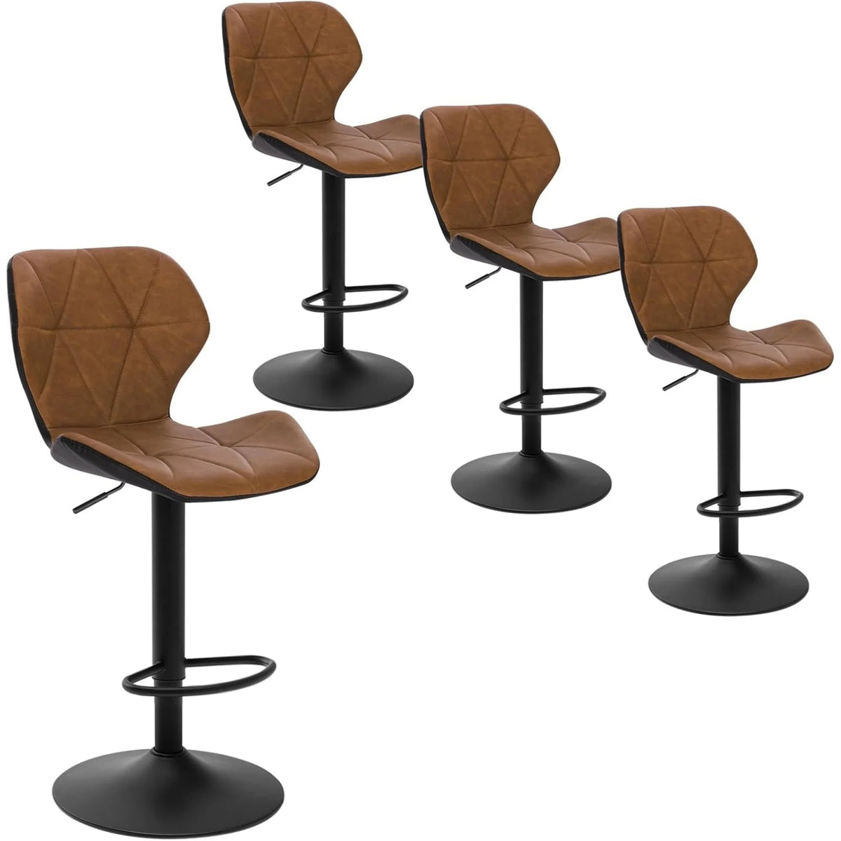 EUGAD 4PCS/SET Height Adjustable Rotating Counter Stools Swivel Bar Stools with Backrest and Footrest High Chairs for Kitchen Living Room Bistro