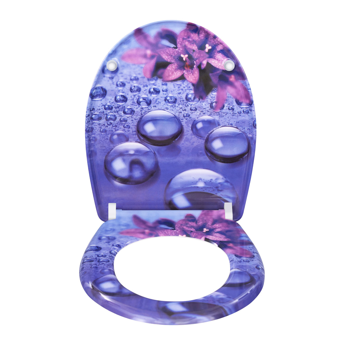 Ovale toiletbril met print – Softclose en quick release – Duroplast – 37 × 47,5 cm