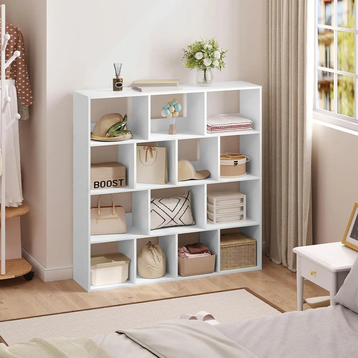 Cube Bookcase Storage Shelf with 14 Compartments Space Saving for Living Room Study Office 120 X 30 X 120 cm