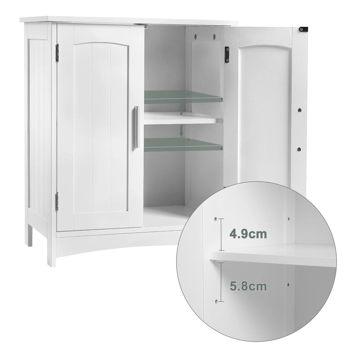 EUGAD Bathroom Cabinet Vanity Unit Under Sink Storage Cupboard with 2 Doors Adjustable Shelf Freestanding Vanity Cabinet Organizer 50x30x60cm