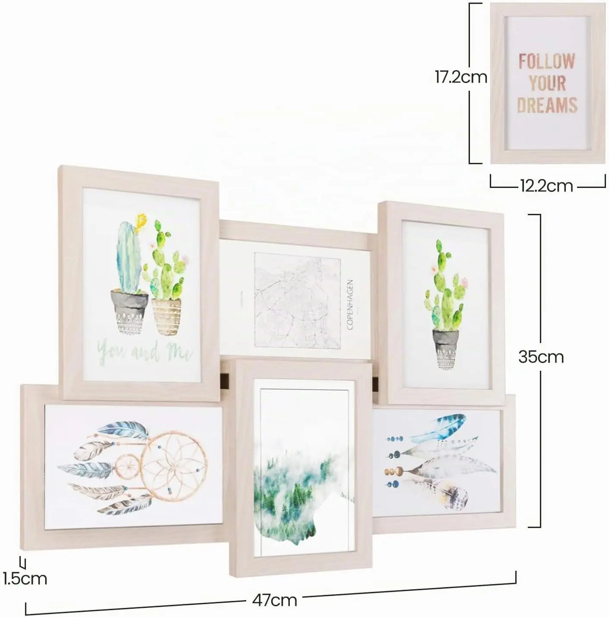 EUGAD 6PCS/SET Photo Frames Wooden Picture Frame Wall Decoration For Living Room Bedroom 10 X 15 cm
