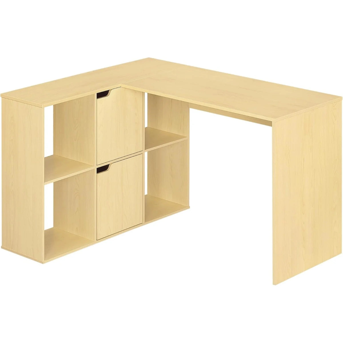 EUGAD L-Shape Computer Office Desk with Shelves Bookcase 118x100x75cm Corner Work Study Writing Table