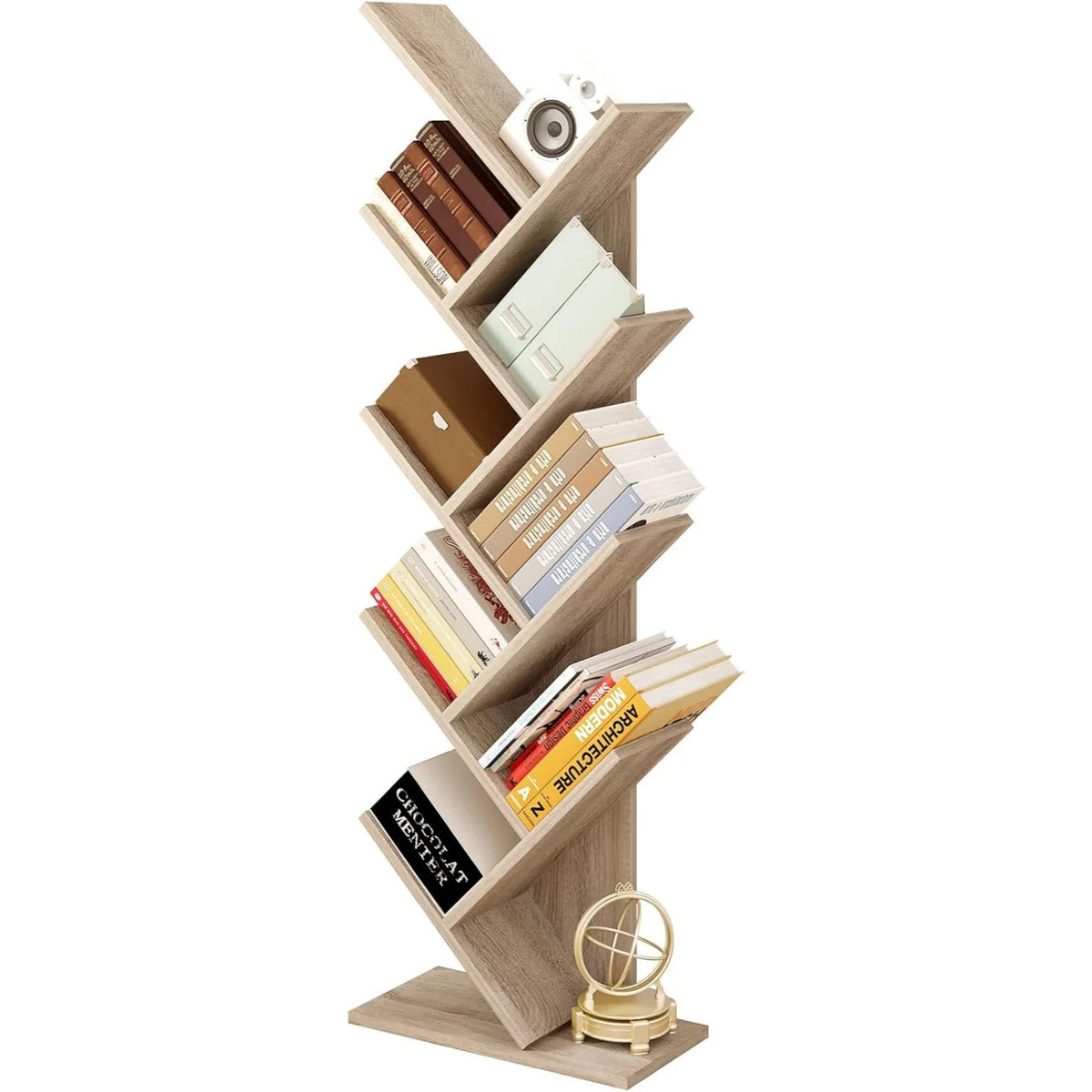 EUGAD Tree Bookcase Storage Shelf CD/DVD Shelf 40 X 20 X 127 cm with 9 Shelves Space-Saving for Study Living Room