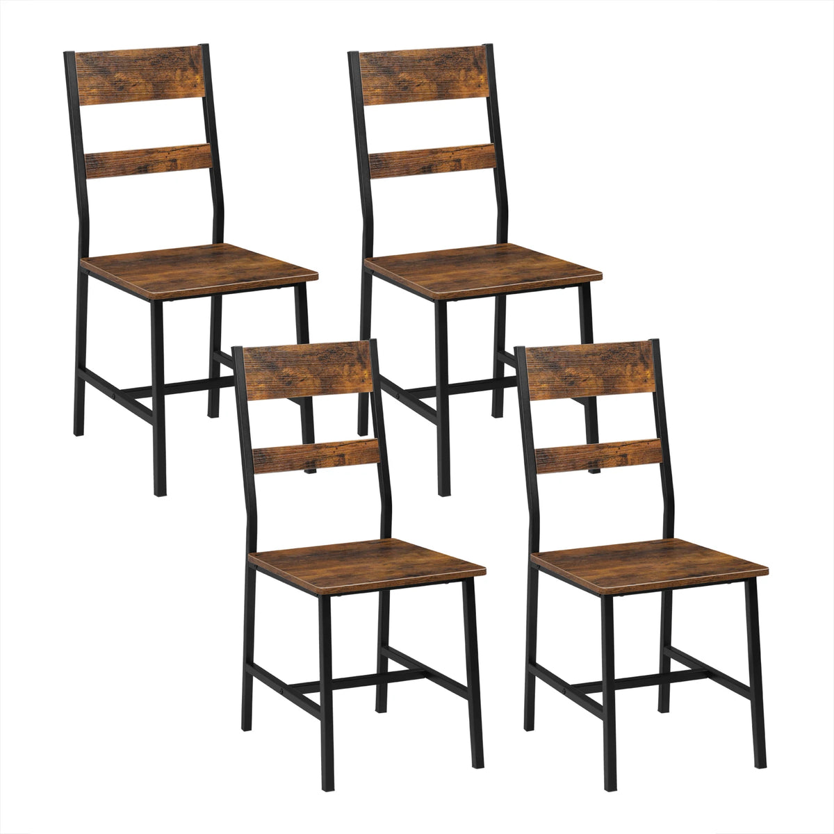 Industriële eetkamerstoelen – Set van 2 of 4 – Metalen frame en rugleuning