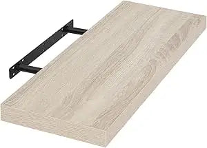 Zwevende wandplank – Verborgen bevestiging – Lichtbruin of lichte eikenlook – 25 tot 120 cm