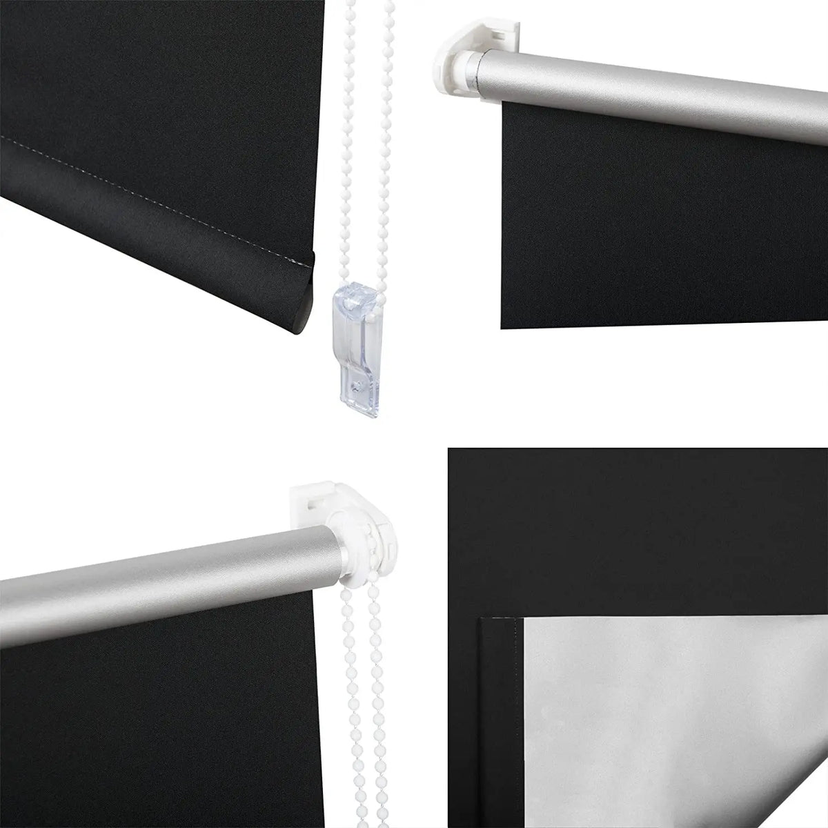 WOLTU Blackout Roller Blind Thermal Roller Blind No Drilling Required Side Pull Sun Protection Opaque Privacy for Windows Doors