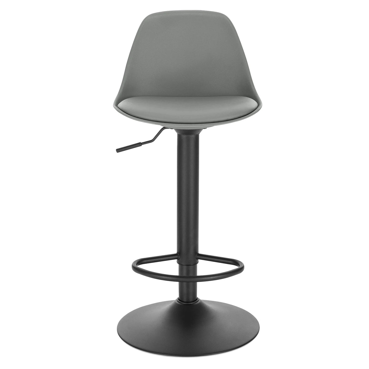 Verstelbare BukkitBow barkruk met rugleuning, 360° draaibaar en zithoogte van 62-83,5 cm, geschikt voor eetkamers of bars.