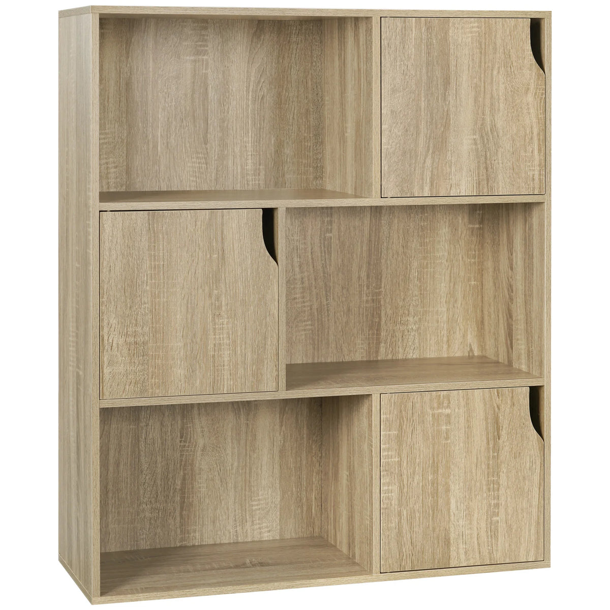White/Light Oak Bookcase Bookshelf Standing Shelf with 6 Cubes Storage Organizer for Room Divider Office Study Living Room