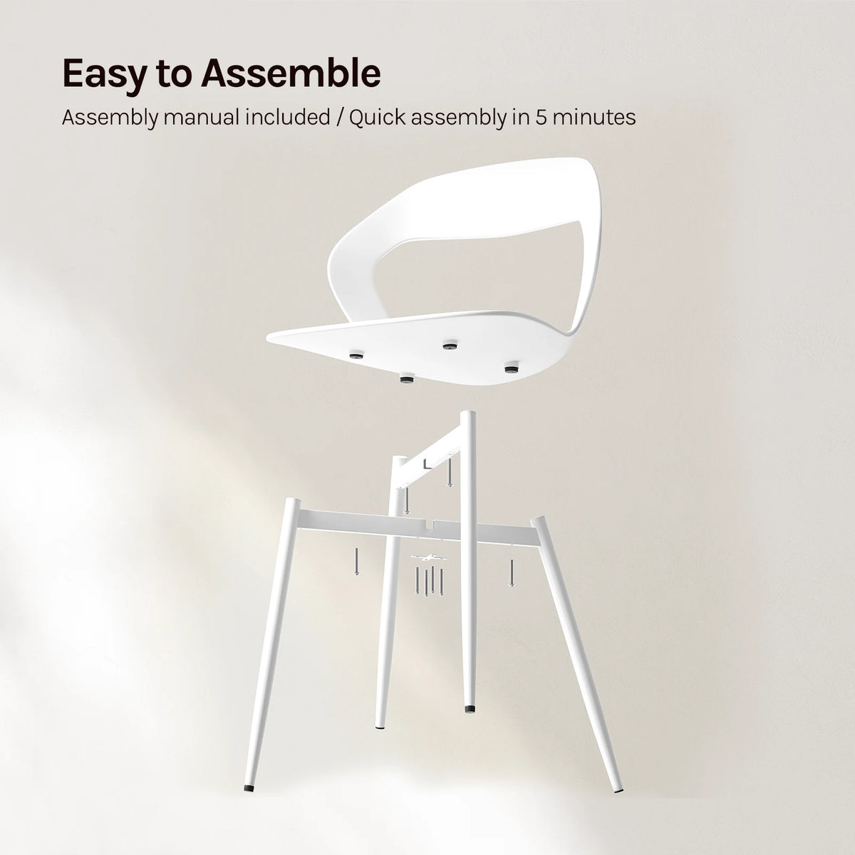 WOLTU 4PCS/Set Dining Chairs Modern Kitchen Chairs with PP Seat and Metal Legs Ergonomic Cut-Out Back Design for Dining Room Living Room
