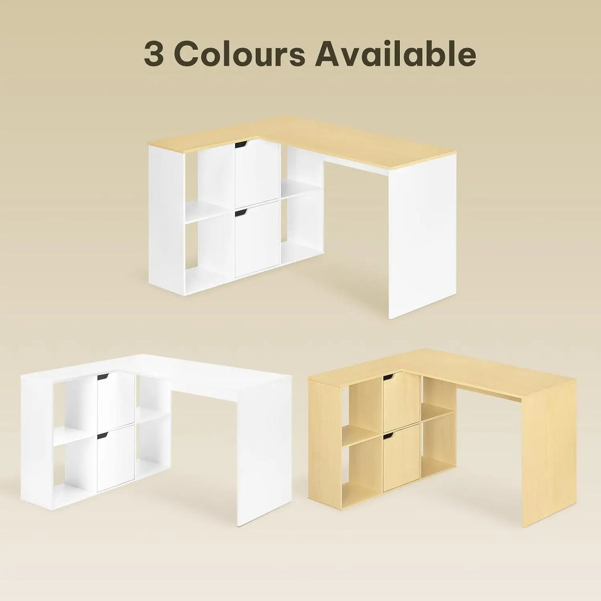 EUGAD L-Shape Computer Office Desk with Shelves Bookcase 118x100x75cm Corner Work Study Writing Table