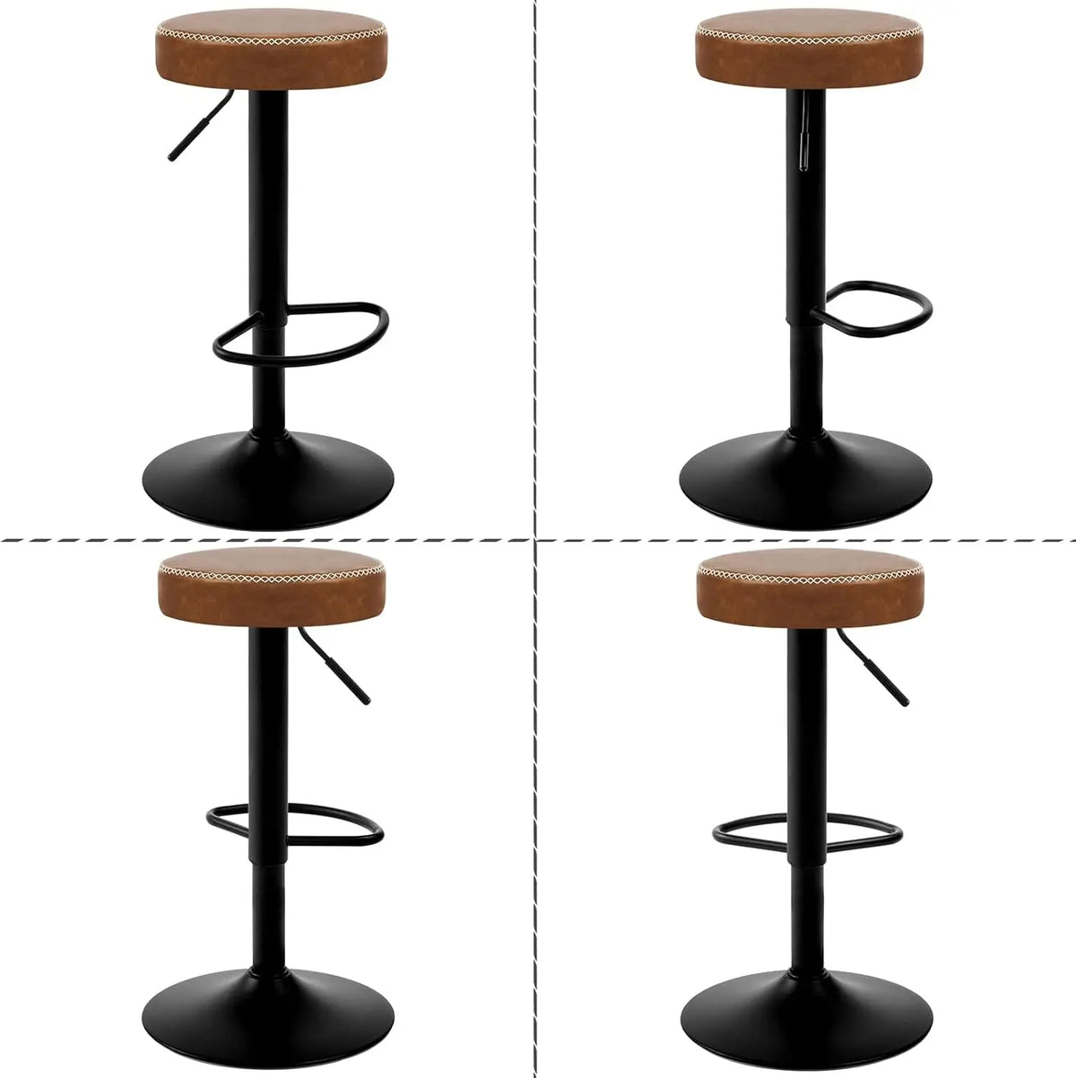 EUGAD 2PCS Swivel Kitchen Stools Round Bar Stools with Footrests Non-Slip Base Height Adjustable Counter Chair for Bistro Bar Kitchen