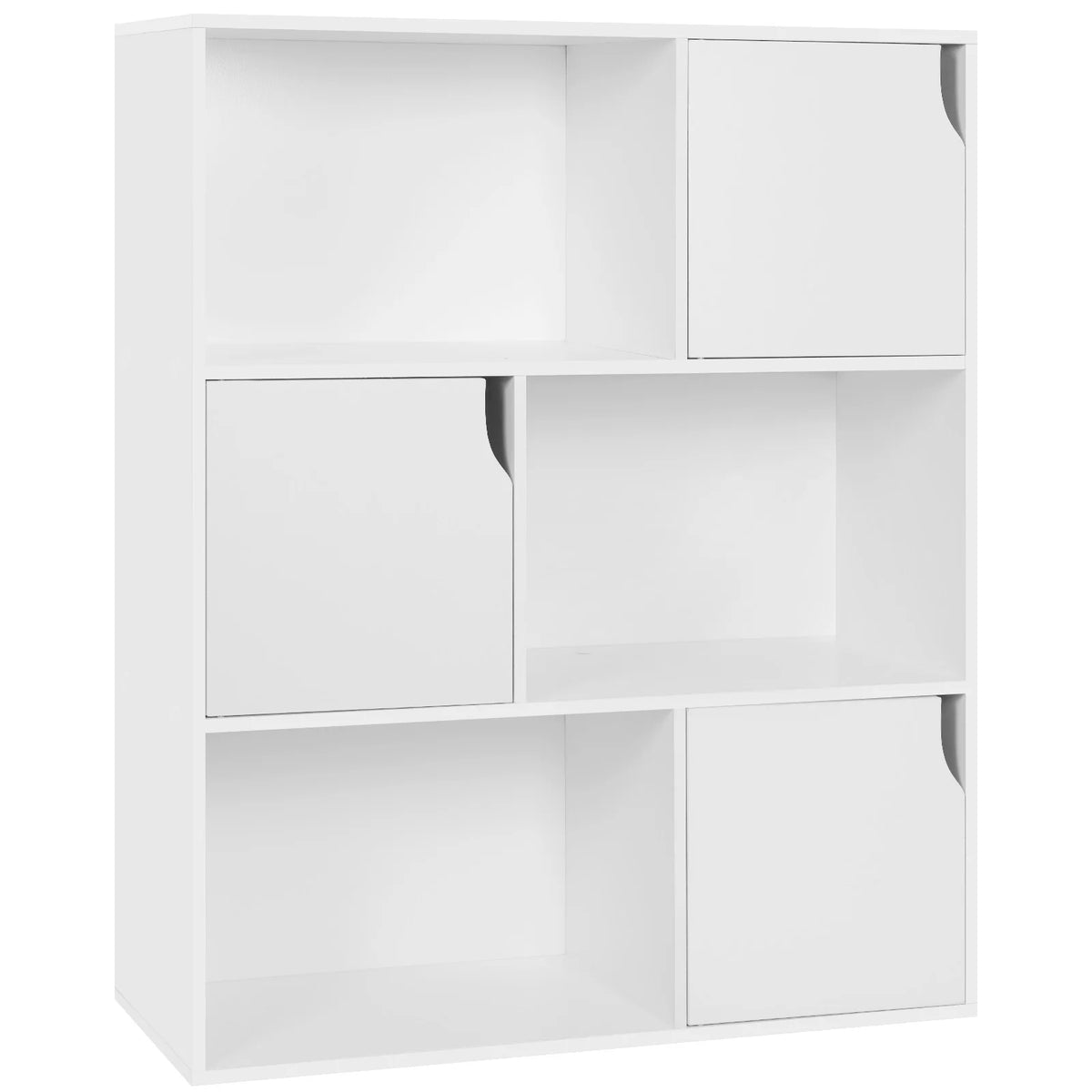 White/Light Oak Bookcase Bookshelf Standing Shelf with 6 Cubes Storage Organizer for Room Divider Office Study Living Room