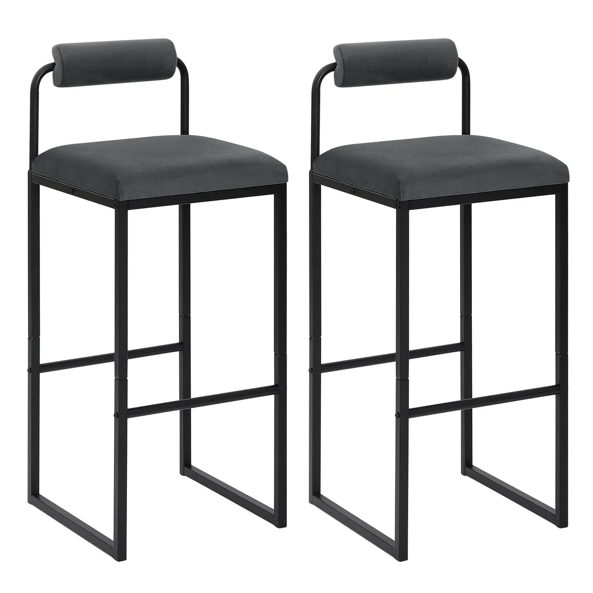 WOLTU 2PCS/SET High Kitchen Bar Stools with Backrest and Footrest Modern Design Ergonomic for Pub Cafe
