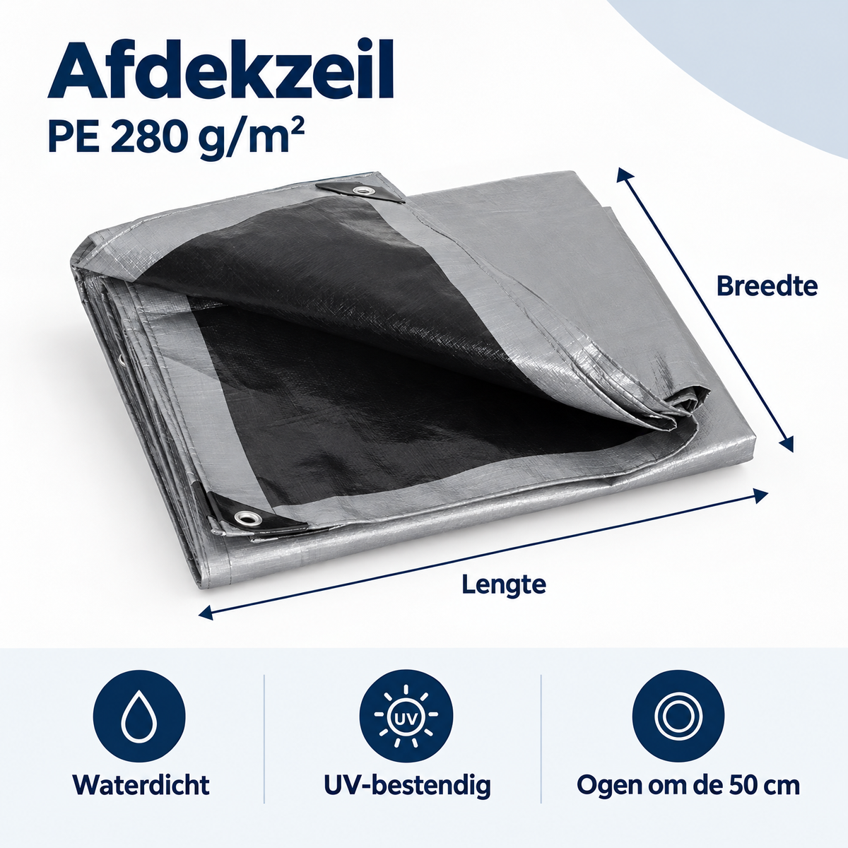 Afmetingen en productspecificaties van afdekzeil