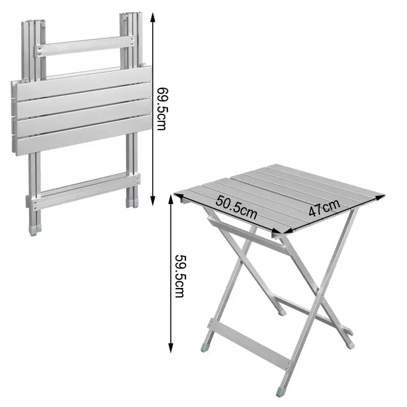 BukkitBow aluminium inklapbare campingtafel, lichtgewicht en duurzaam, 50,5x46,5x60cm, geschikt voor kamperen en outdoor gebruik