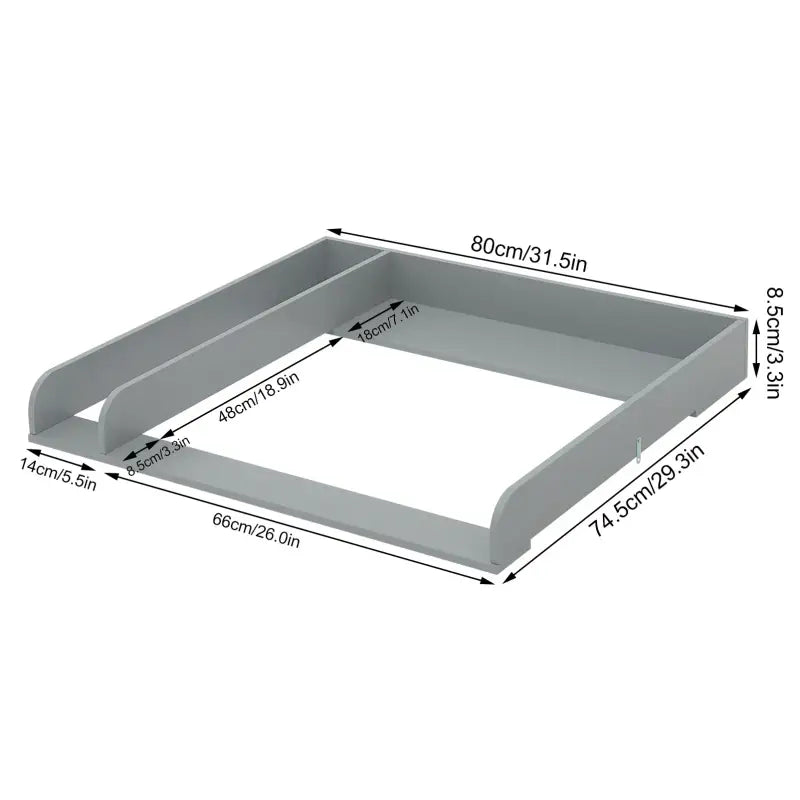 BukkitBow baby verschoontafel los opzetstuk voor commode in grijs of wit, 80x74,5x8,5 cm, zacht en praktisch design