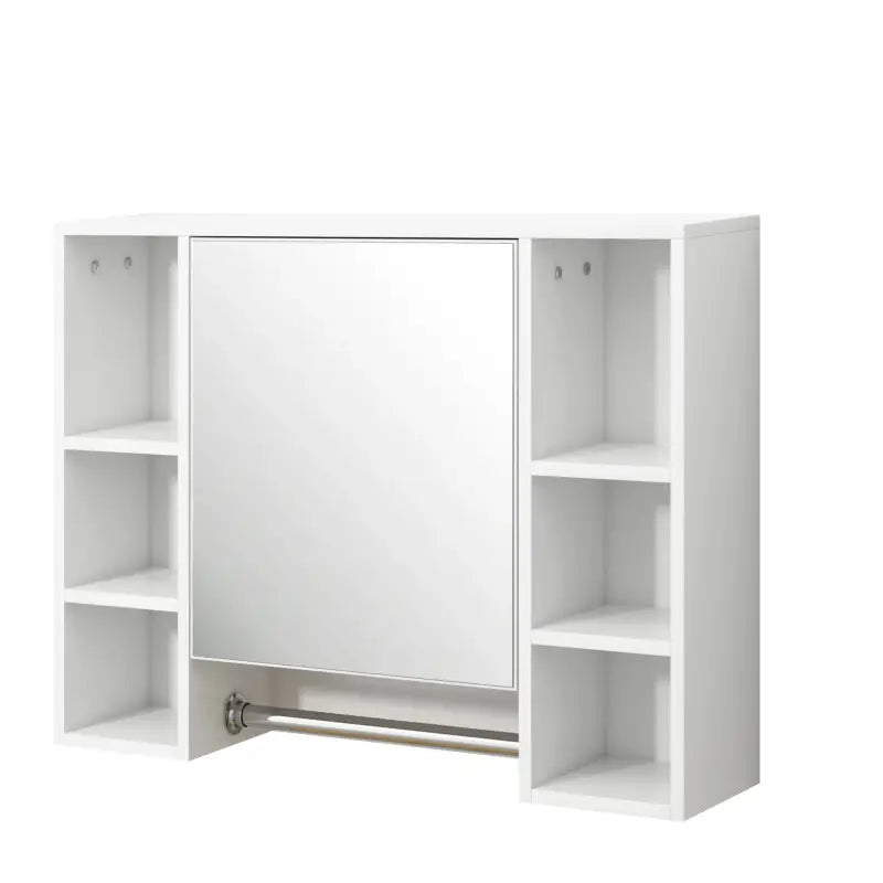 BukkitBow badkamermeubel met spiegel en handdoekhouder, verstelbare plank, afmetingen 80x20x60cm, inclusief opbergruimte en modern design