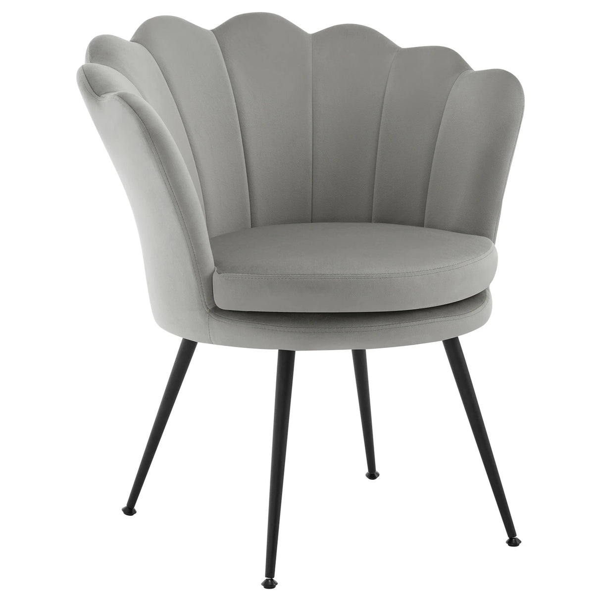 BukkitBow bloemvormige velvet fauteuil met zwarte metalen poten, zachte roodachtige bekleding en stijlvolle design.