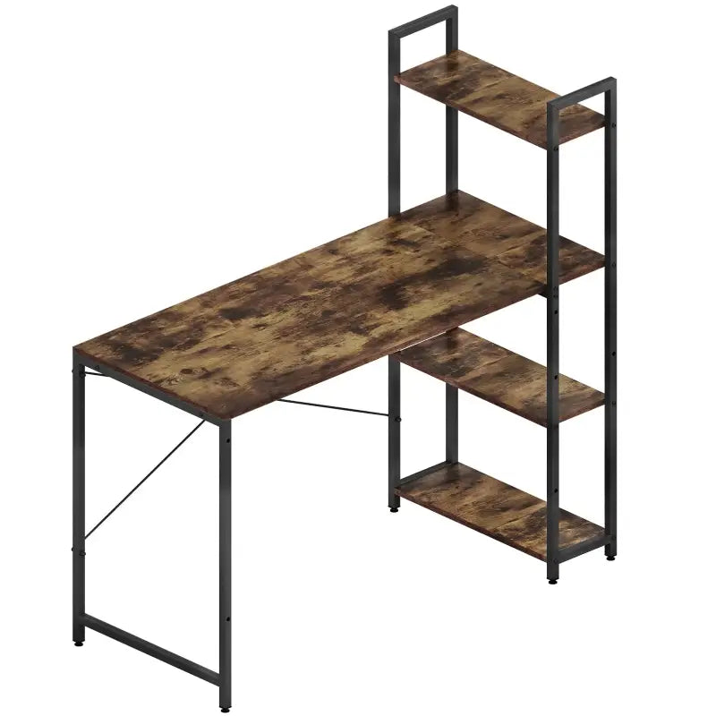 BukkitBow bureau met houten en metalen planken, verstelbare zijplank, afmetingen 120x50x120 cm, draagvermogen 50 kg, modern design