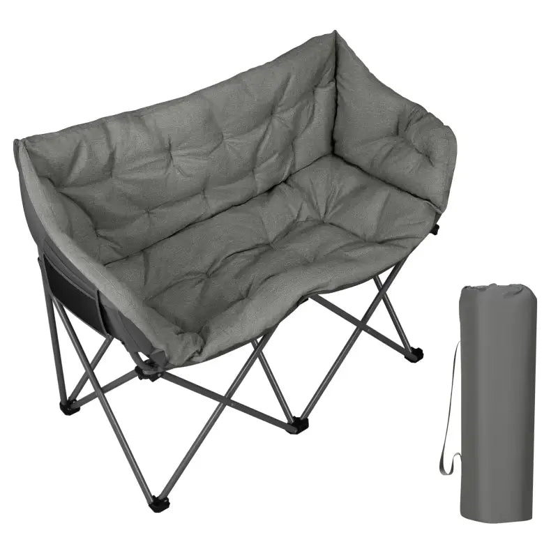 BukkitBow campingstoel voor 2 personen met gevoerde zitting en oxford stof, draagbare opberghoes, 300kg capaciteit.
