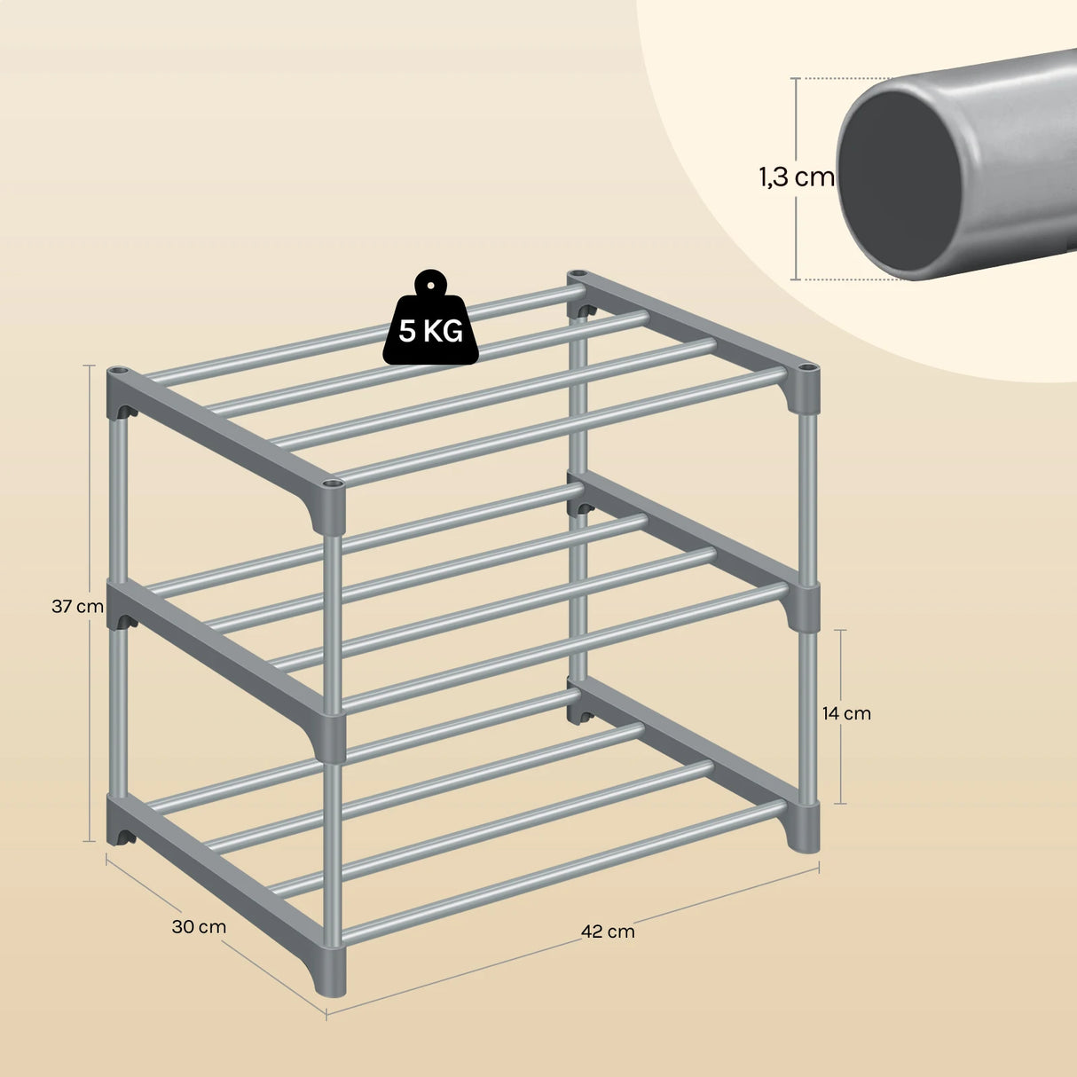 BukkitBow compacte metalen schoenenrek, stapelbaar en open systeem, geschikt voor schoenenopslag, zwart metalen design