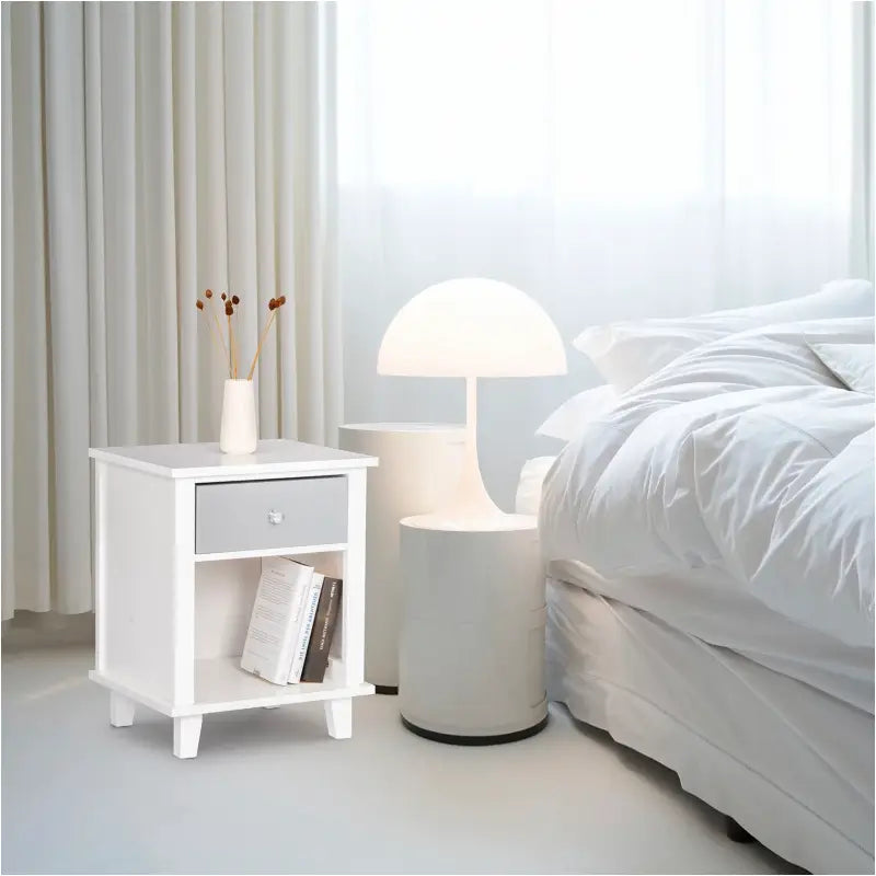 BukkitBow compact waterbestendig nachtkastje met lade en open compartiment, afmetingen 40x34x50cm, modern en functioneel design