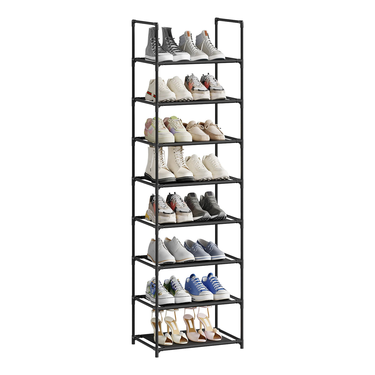 BukkitBow Compact schoenenrek met metalen buizen, stapelbaar en flexibel voor het organiseren van schoenen in huis