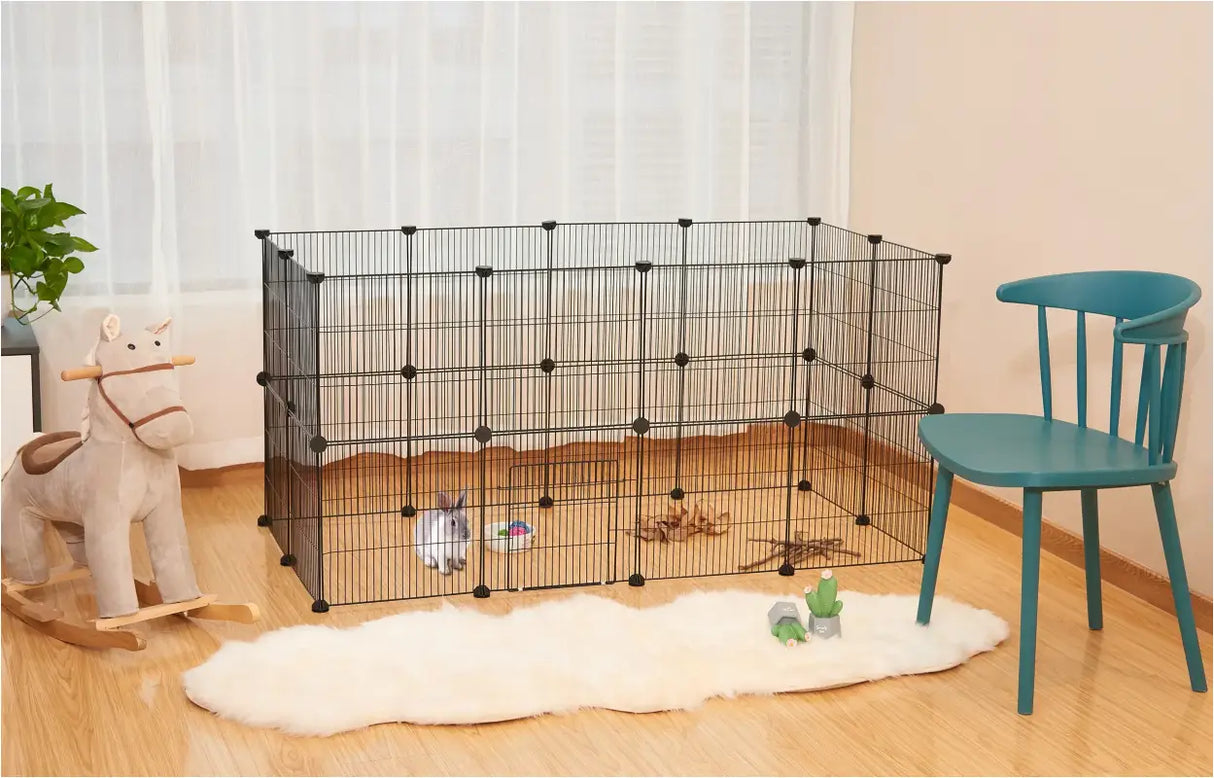 BukkitBow compacte knaagdierenren met 2 lagen, stevige panelen en ventilatie, afmetingen 142x71x71cm, geschikt voor kleine dieren
