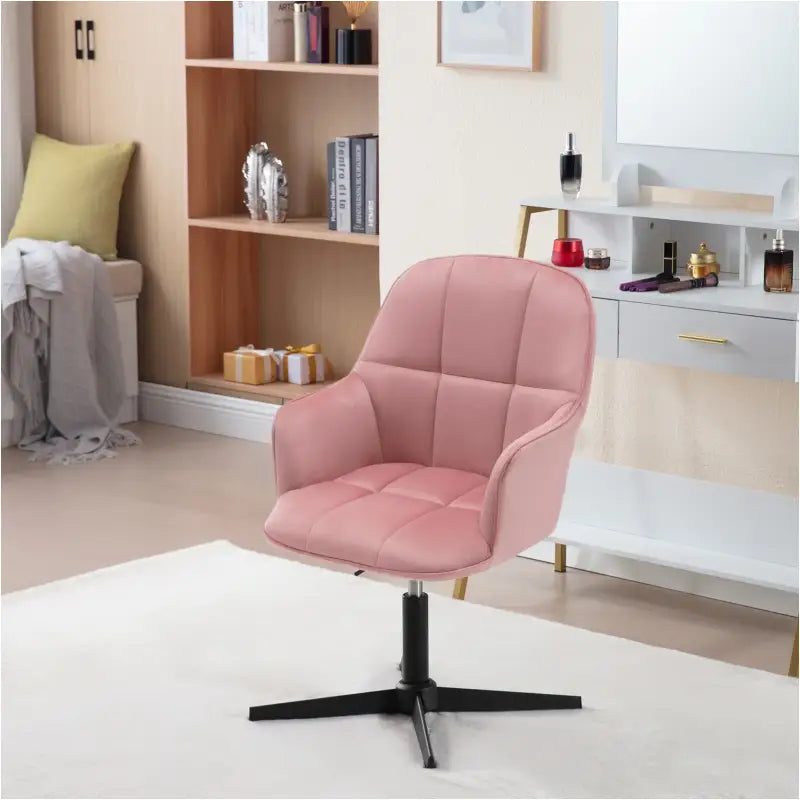 BukkitBow draaibare bureaustoel met velvet fluweel bekleding en metalen onderstel, ergonomisch ontworpen voor comfortabel werken.