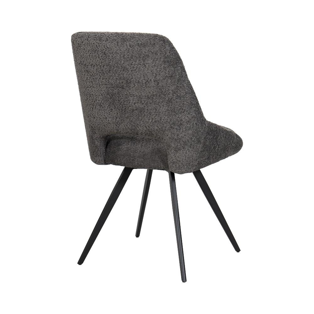 BukkitBow eetkamerstoel met chenille stof en metalen onderstel, geschikt als keuken- of make-up stoel in een moderne keuken.