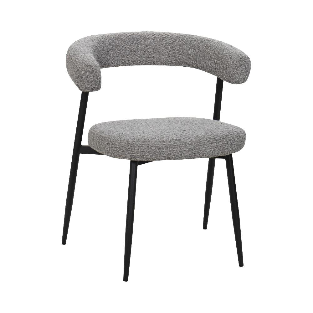 BukkitBow eetkamerstoel met chenille stof en metalen onderstel, open ontwerp, geschikt als make-up stoel, modern en comfortabel