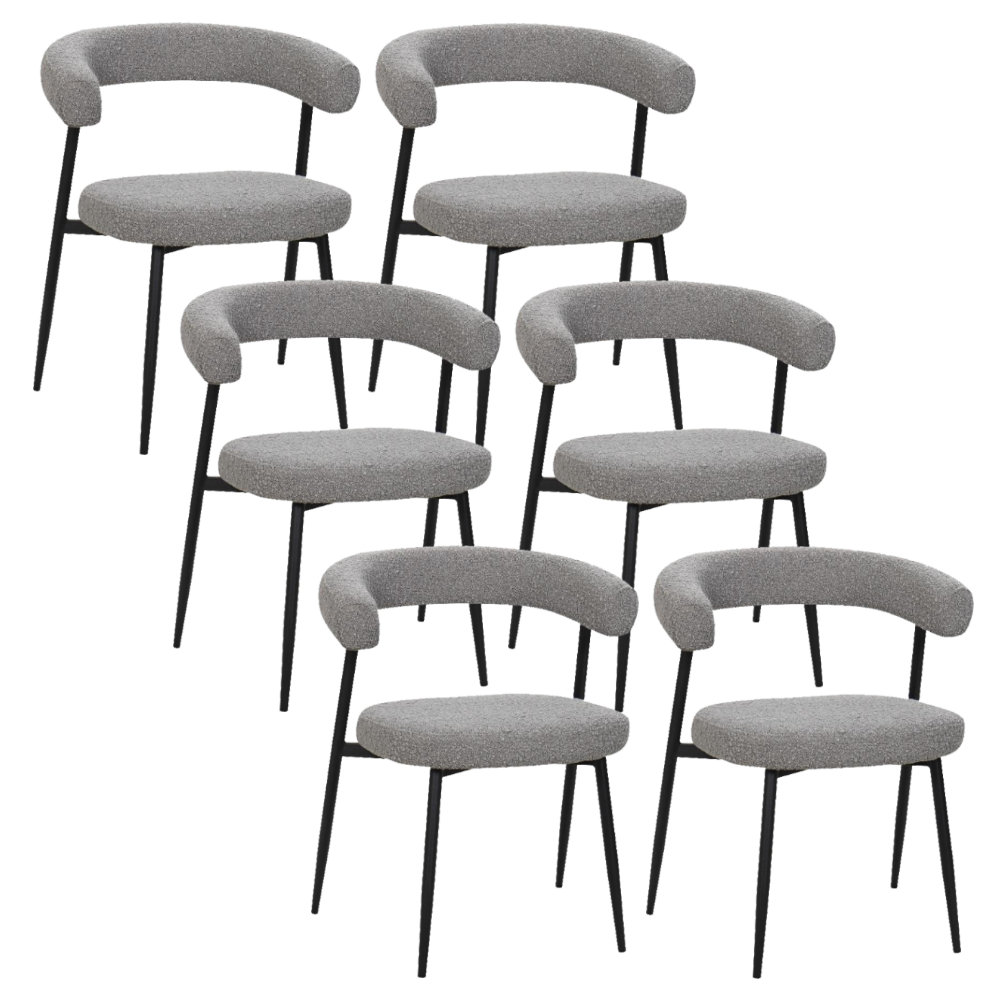 BukkitBow eetkamerstoel met chenille stof, metalen onderstel en open design, geschikt als make-up stoel in de keuken of eetkamer.