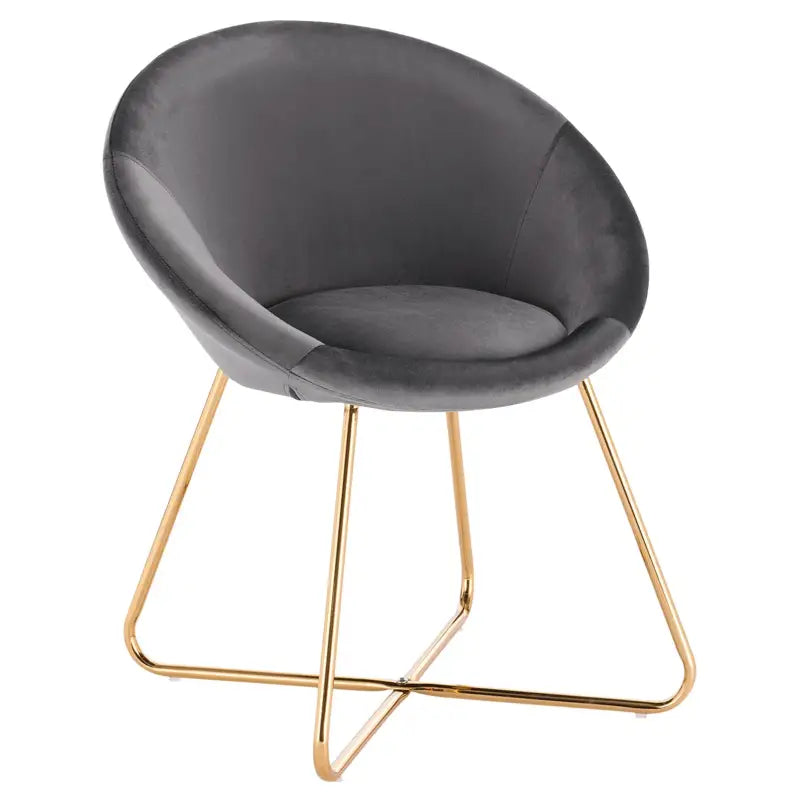 BukkitBow eetkamerstoel met fluwelen bekleding, metalen poten en ergonomische vorm, zithoogte 44 cm, stijlvolle keukenstoel
