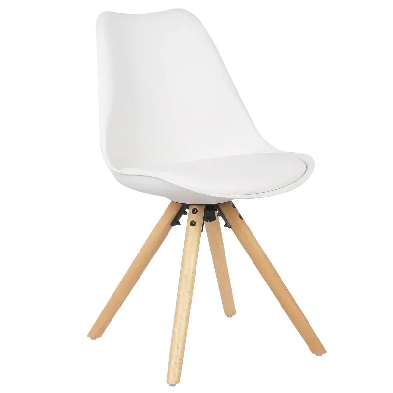 BukkitBow eetkamerstoel met PU of linnen zitting en massief houten poten, zithoogte 46 cm, modern en comfortabel ontwerp