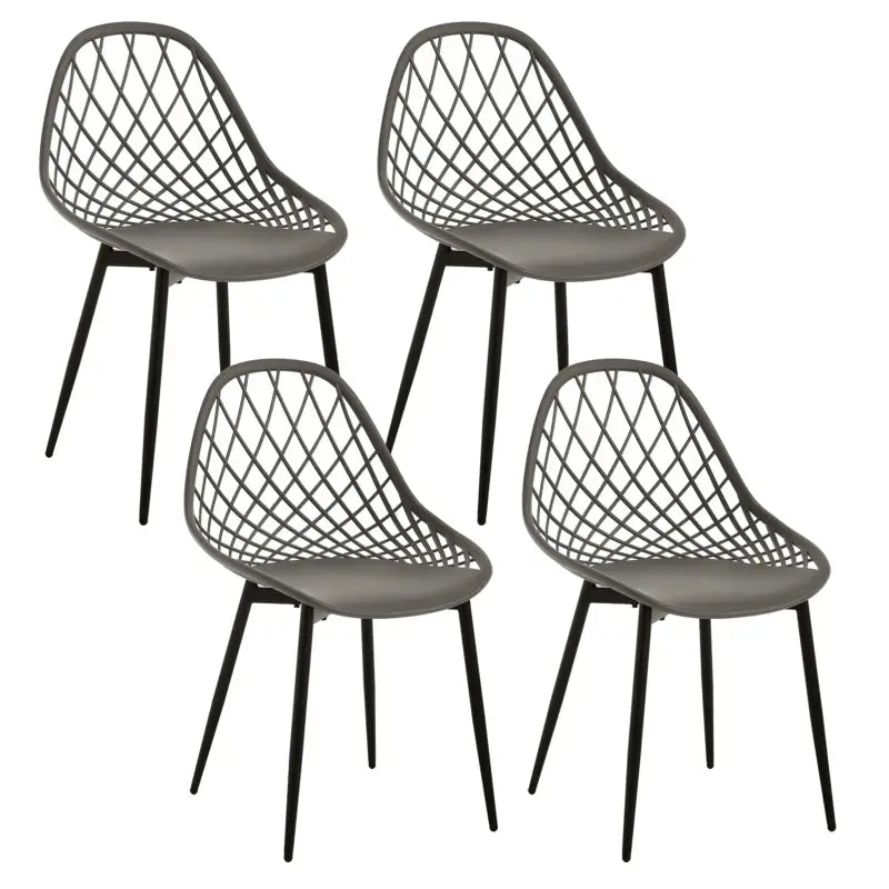 Set van 4 BukkitBow eetkamerstoelen met holle rugleuning, Scandinavisch design en metalen poten, geschikt voor keuken en eetkamer