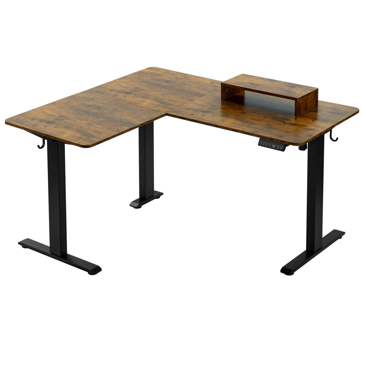 BukkitBow - Elektrisch Verstelbaar L-Vormig Bureau - 140x120 cm - Met Monitorstandaard