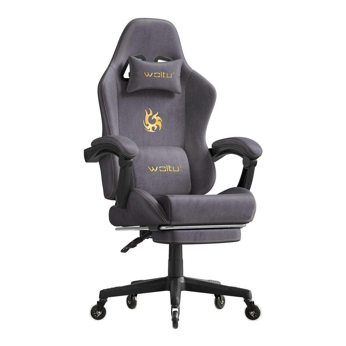 BukkitBow ergonomische gamestoel van microvezel met voetsteun, geschikt als bureaustoel voor comfortabel gamen.