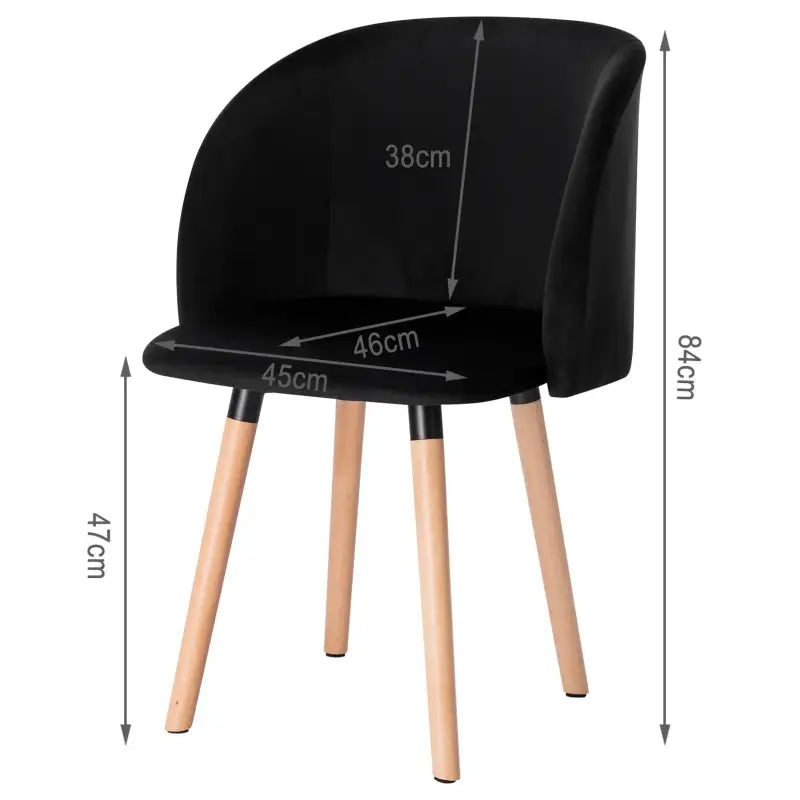 BukkitBow fluwelen eetkamerstoel met massief houten frame, ergonomisch ontwerp en zithoogte van 47 cm