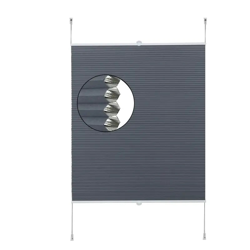 BukkitBow geïsoleerd plisségordijn van polyester met aluminium profiel, 130 cm hoog, inclusief montagekit, in gesloten positie.