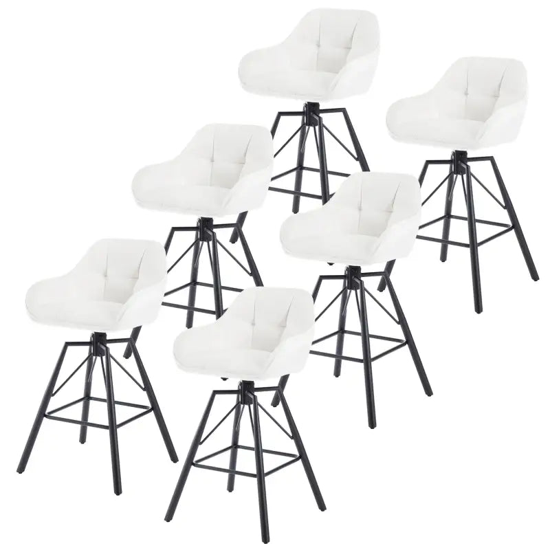 Set van 6 luxe velvet barkrukken van BukkitBow met rugleuning, armleuningen, patroon en draaibaar voetenelement.
