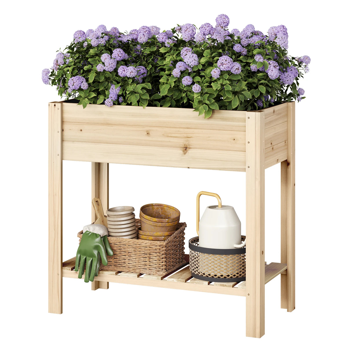 BukkitBow - Houten Kweektafel met Legplank - Weerbestendig Sparrenhout - Mobiele Moestuintje