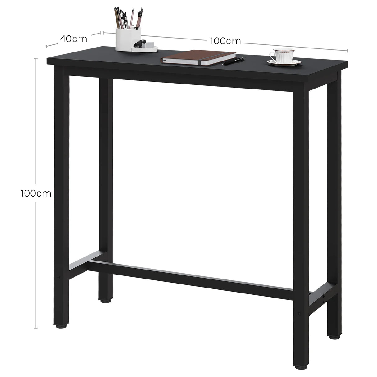 Industriële BukkitBow bartafel met metalen frame, 100cm hoog, modern ontwerp, geschikt voor horeca of thuisgebruik