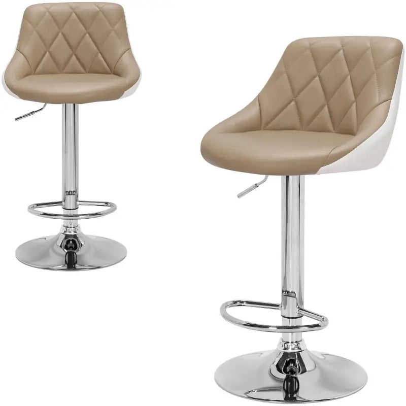 Set van 2 BukkitBow industriële barkrukken met rugleuning, verstelbare zithoogte 60-82cm en voetensteun, in een moderne keukenomgeving.
