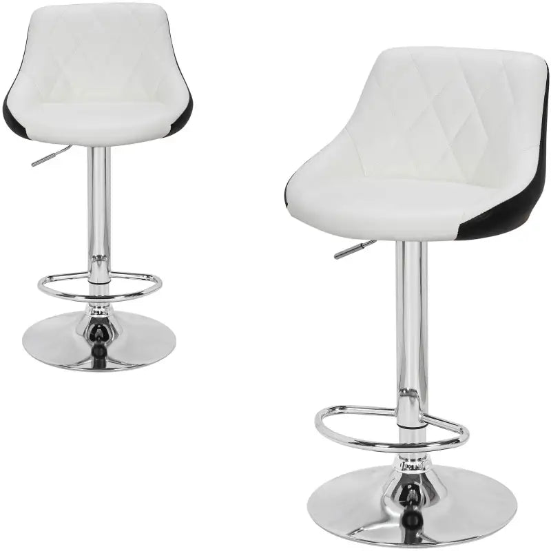 BukkitBow industriële set van 2 barkrukken met rugleuning, verstelbare zithoogte 60-82cm en voetensteun, zwart met houten details