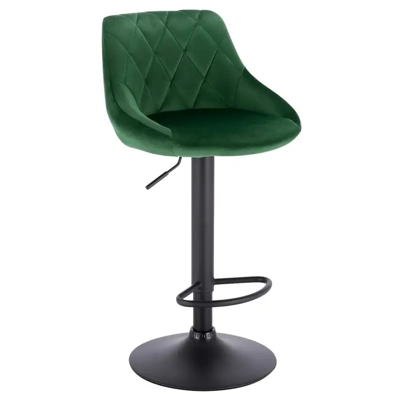 Industriële velvet barkruk van BukkitBow met rugleuning en verstelbare zithoogte van 60-82 cm, zacht en stijlvol ontwerp.