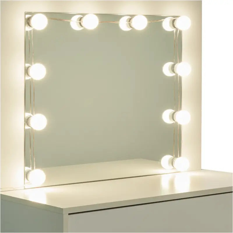 BukkitBow kaptafel met grote spiegel, LED-verlichting en ruime opbergruimte, 80x40x140cm, MDF vezelplaat E1, stijlvolle meubelstuk
