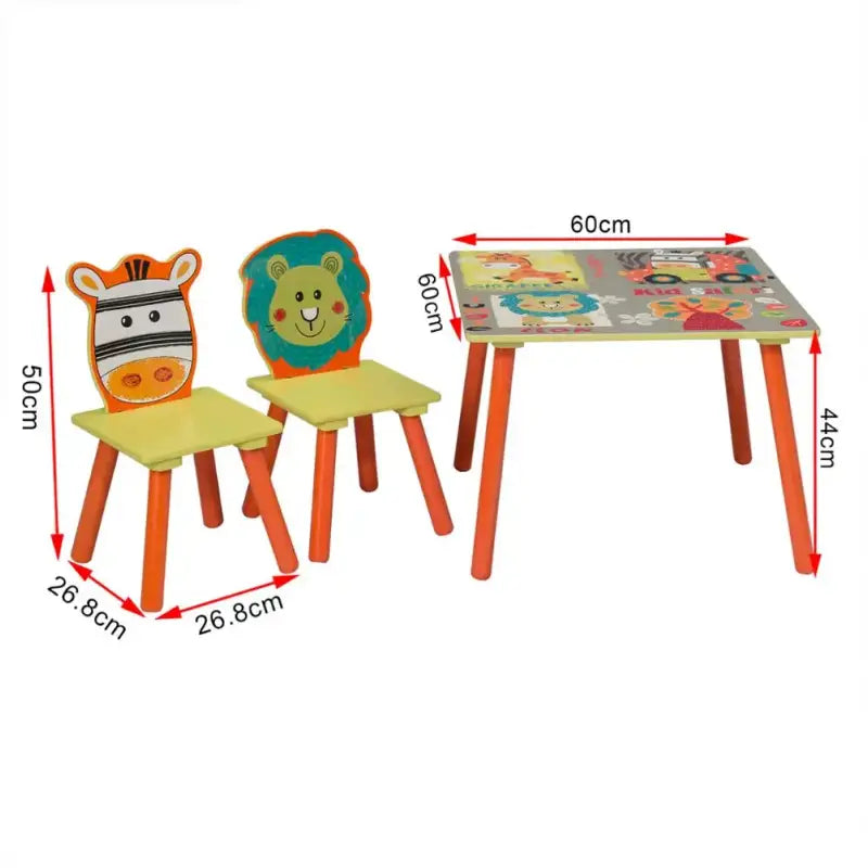 BukkitBow kinder tafel en twee stoelen set, stevige en veilige kindertafel met afmetingen 60x60x44cm, geschikt voor kinderen